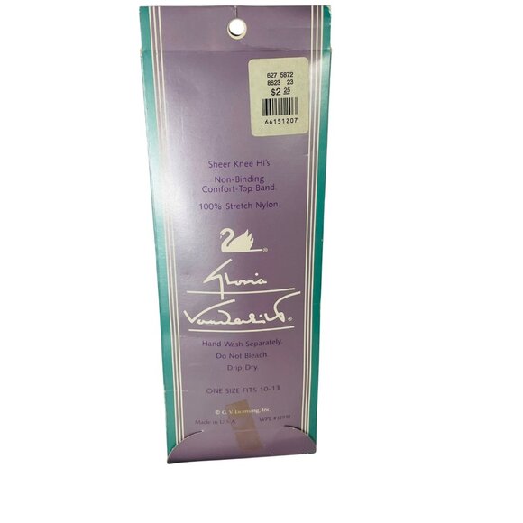 Gloria Vanderbilt Sheer Knee Highs Sandalfoot Taupe OS Non-Binding Comfort-Top - Picture 4 of 5